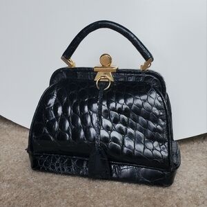LANA OF LONDON Black Alligator Purse